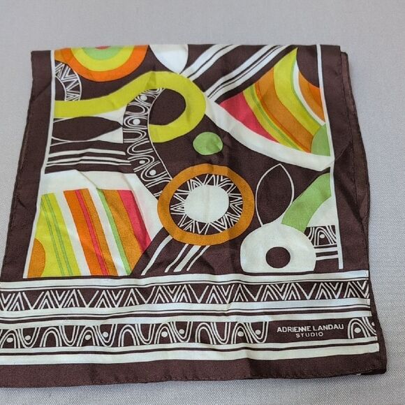 Adrienne Landau Brown and Orange Geometric Scarf MCM - Picture 8 of 8